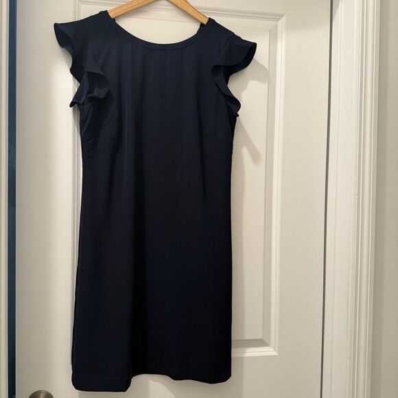 Loft Women’s Navy Blue Flutter Shirt Dress Tie Back Size 6 - Picture 3 of 8